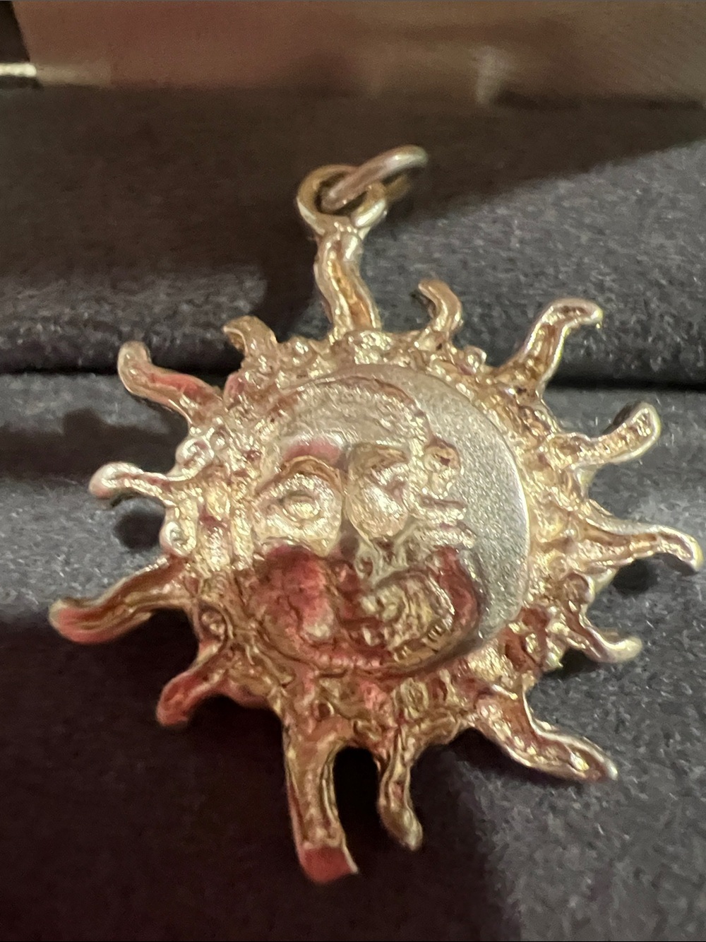 F#107-sun and Moon Pendant Necklace - silver Tone